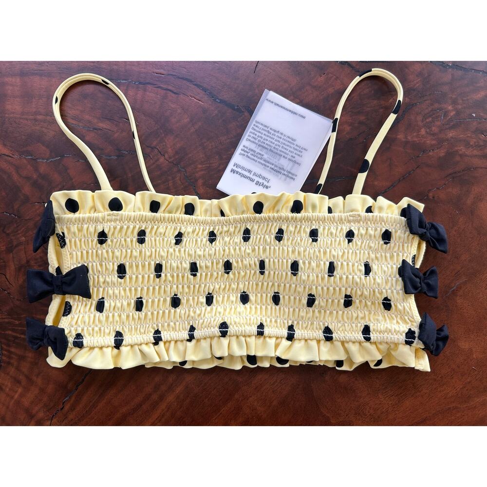 NWT Damson Madder Jezebel Shirred Bow Bikini Top - Butter Spot Yellow S
